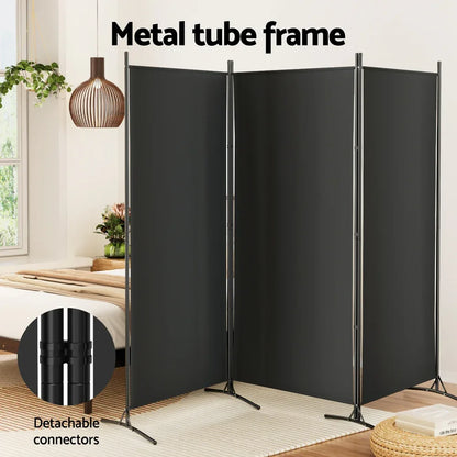 Artiss 3 Panel Room Divider Screen 260x180cm Fabric Black - Mekamart Australia