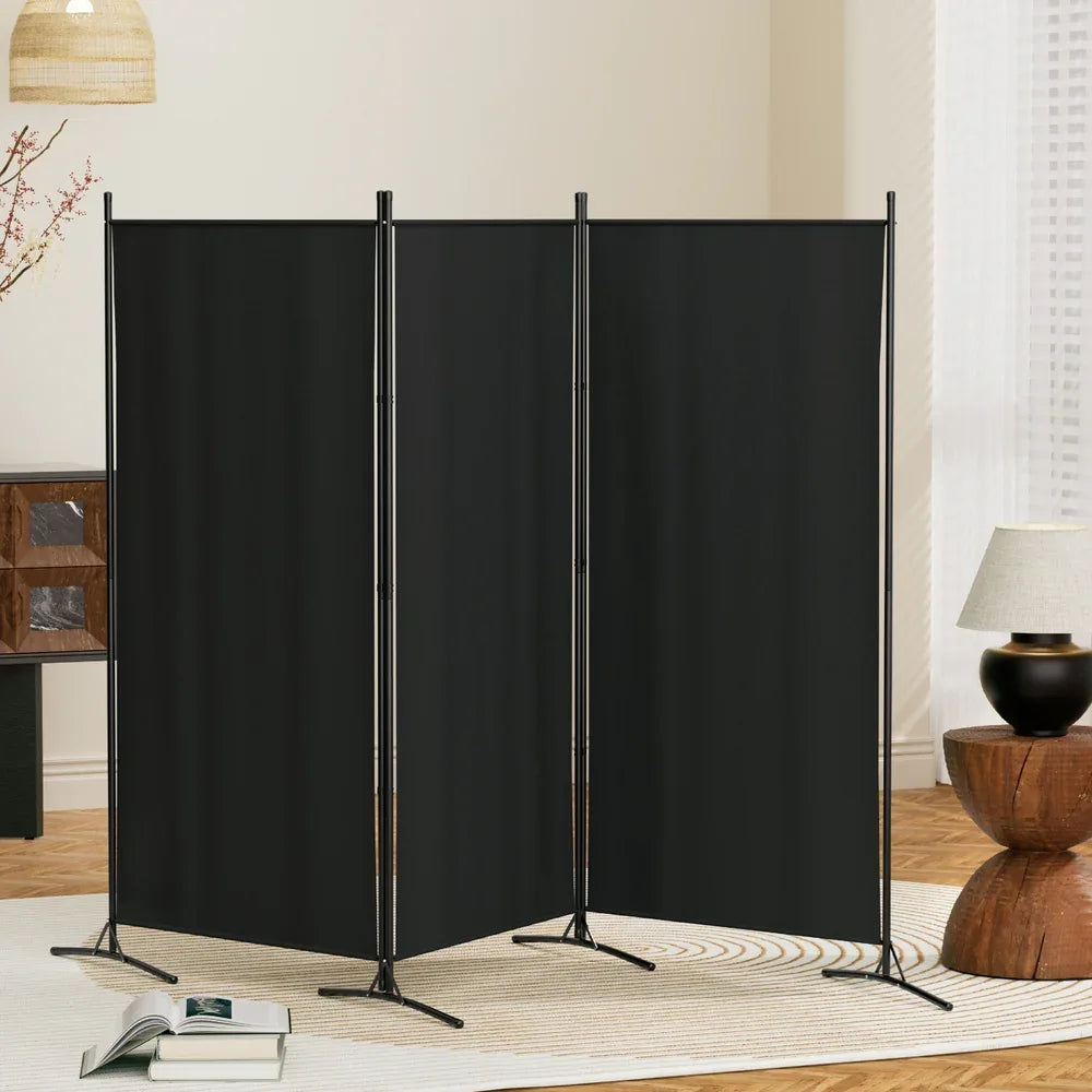 Artiss 3 Panel Room Divider Screen 260x180cm Fabric Black - Mekamart Australia