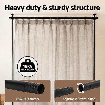Artiss Room Divider Curtain Rod Extendable Black - Mekamart Australia