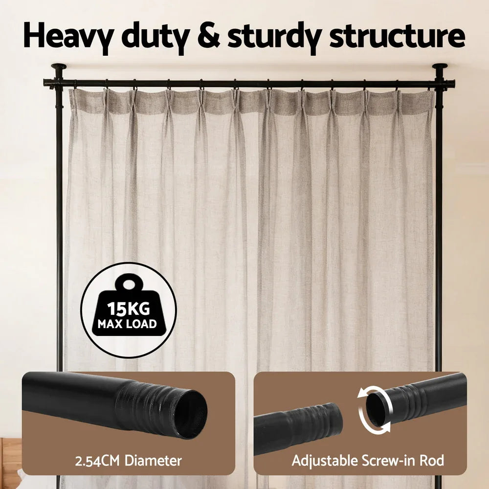 Artiss Room Divider Curtain Rod Extendable Black - Mekamart Australia