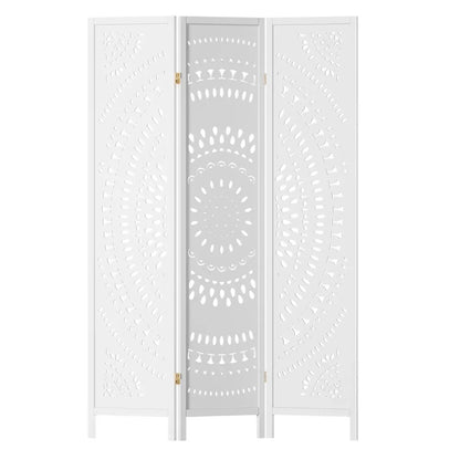 Artiss 3 Panel Room Divider Screen 132x170cm Circle White - Mekamart Australia