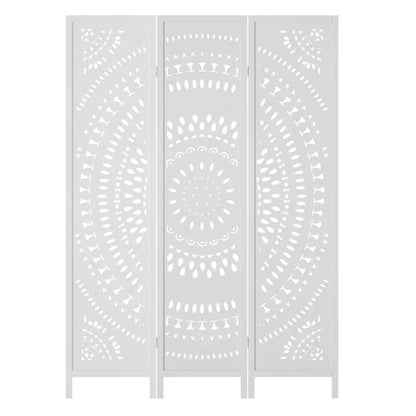 Artiss 3 Panel Room Divider Screen 132x170cm Circle White - Mekamart Australia