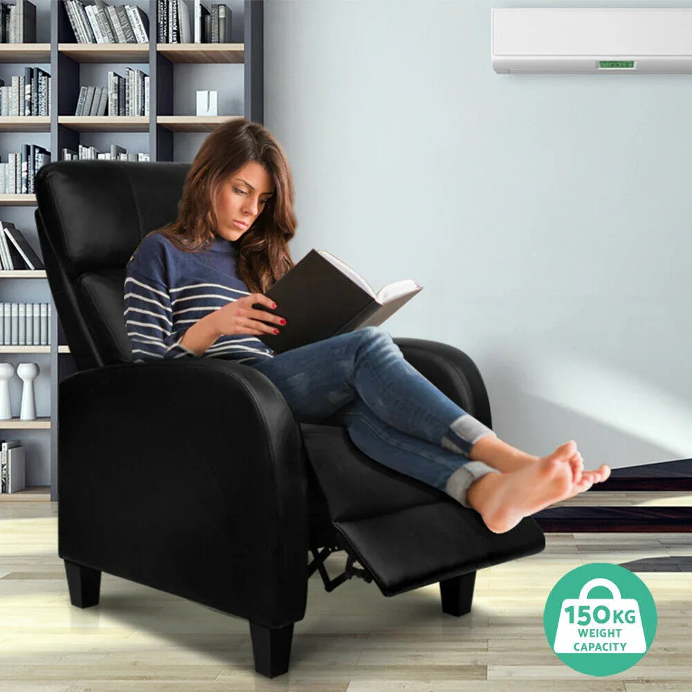 Artiss PU Leather Reclining Armchair - Black - Mekamart Australia