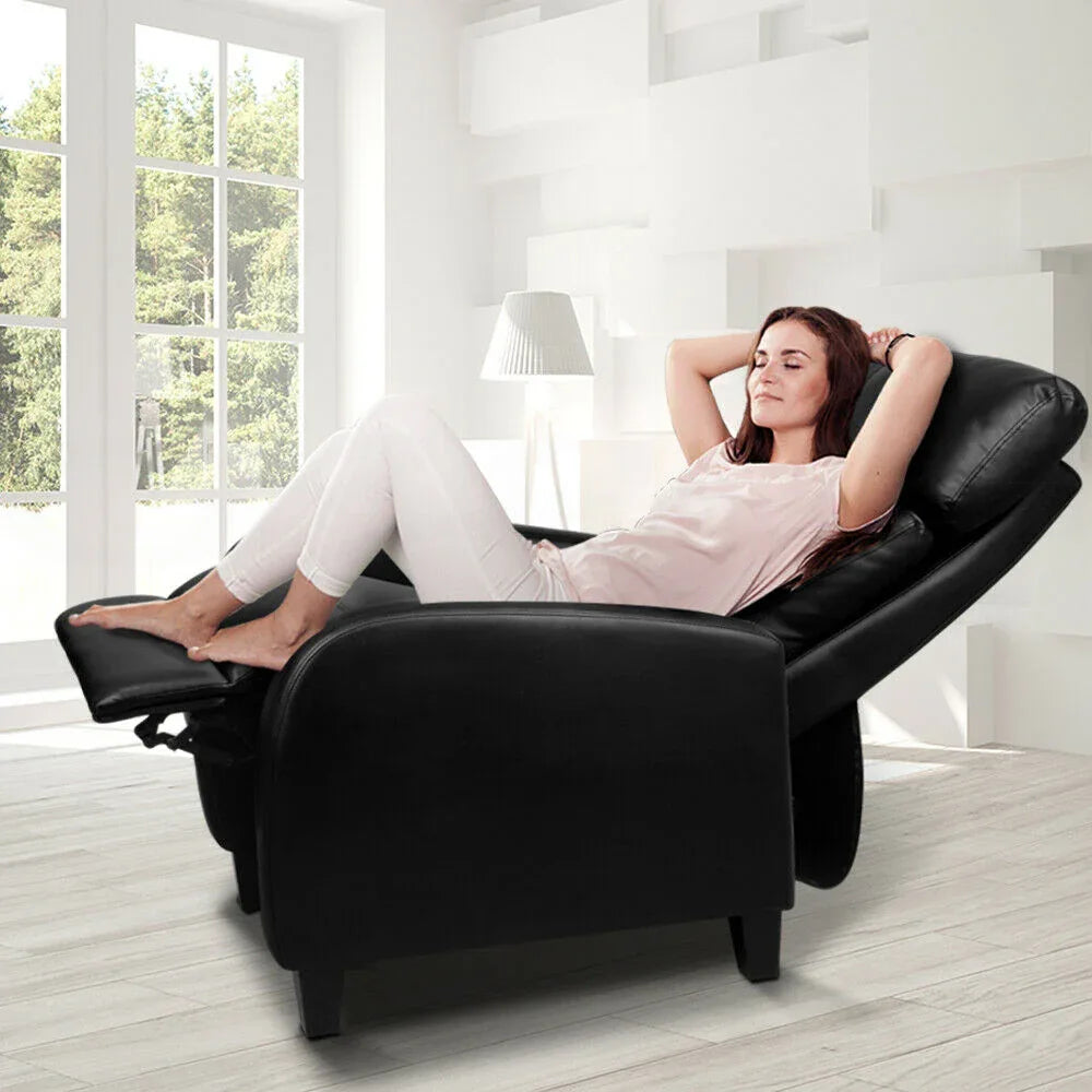 Artiss PU Leather Reclining Armchair - Black - Mekamart Australia