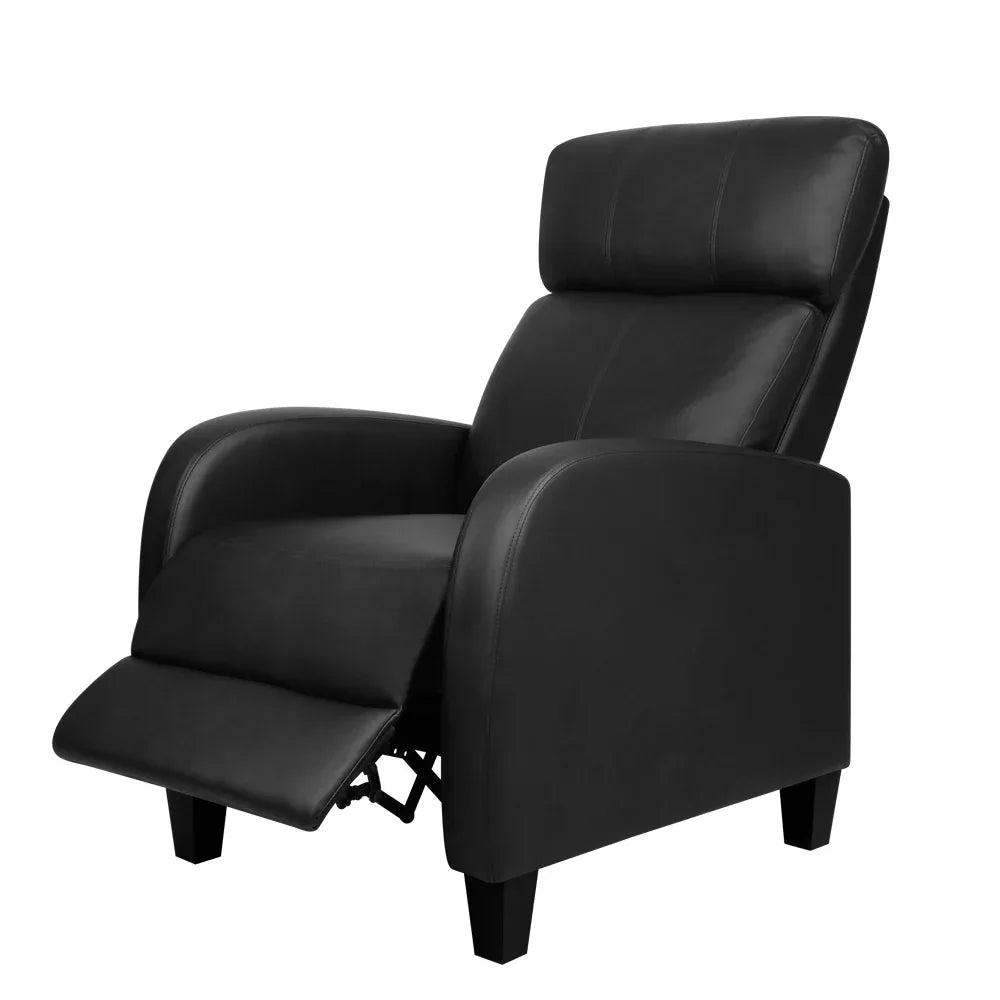 Artiss PU Leather Reclining Armchair - Black - Mekamart Australia