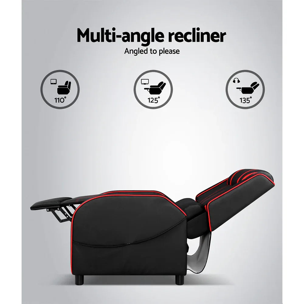 Artiss Recliner Chair Gaming Chair Leather Black Serik - Mekamart Australia