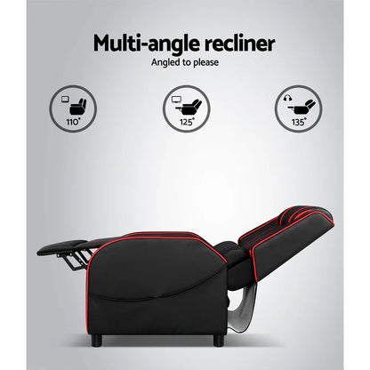 Artiss Recliner Chair Gaming Chair Leather Black Serik - Mekamart Australia