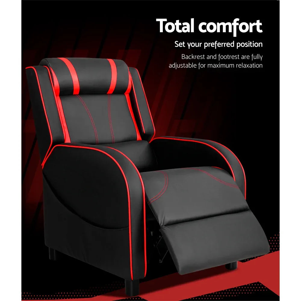 Artiss Recliner Chair Gaming Chair Leather Black Serik - Mekamart Australia