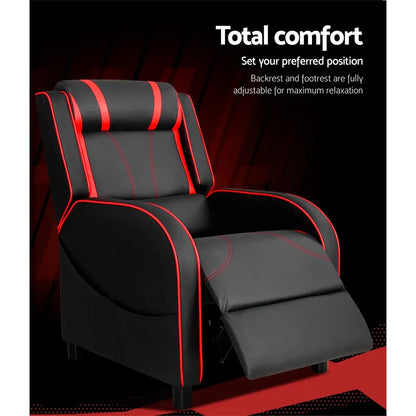 Artiss Recliner Chair Gaming Chair Leather Black Serik - Mekamart Australia