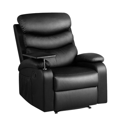 Artiss Recliner Chair Leather Black Tray Table Erika - Mekamart Australia