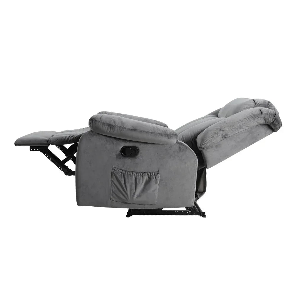 Artiss Recliner Chair Electric Massage Chair Velvet Lounge Sofa Heated Grey - Mekamart Australia