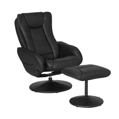 Artiss Recliner Chair Ottoman Heated Massage Black - Mekamart Australia