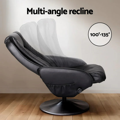 Artiss Recliner Chair Ottoman Heated Massage Black - Mekamart Australia