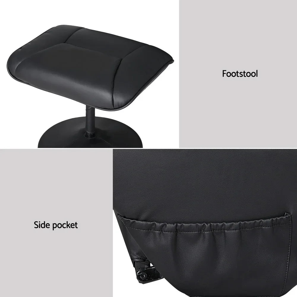 Artiss Recliner Chair Ottoman Heated Massage Black - Mekamart Australia