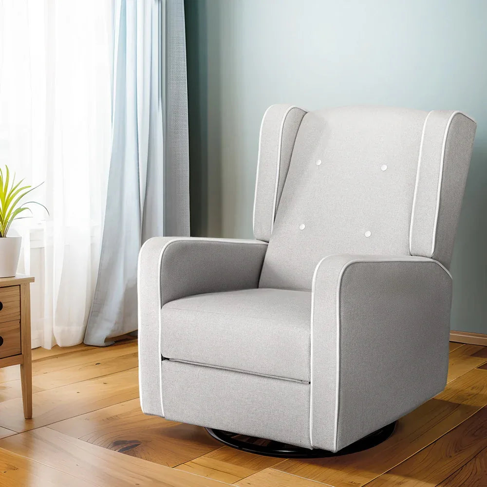 Artiss Recliner Armchair 360� Swivel Grey Fabric - Mekamart Australia
