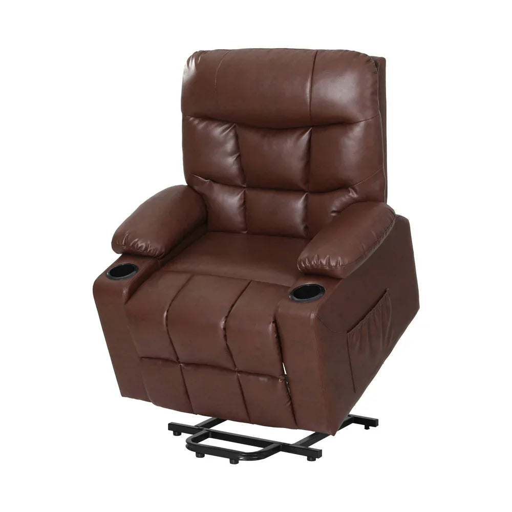 Artiss Recliner Chair Lift Assist Heated Massage Chair Leather Claude - Mekamart Australia