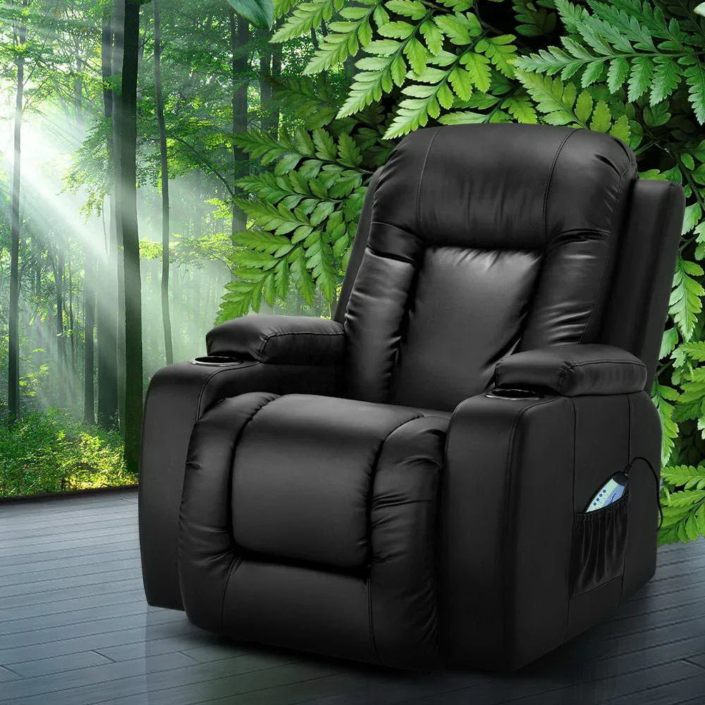 Artiss Recliner Chair Electric Heated Massage Chairs Faux Leather Cabin - Mekamart Australia