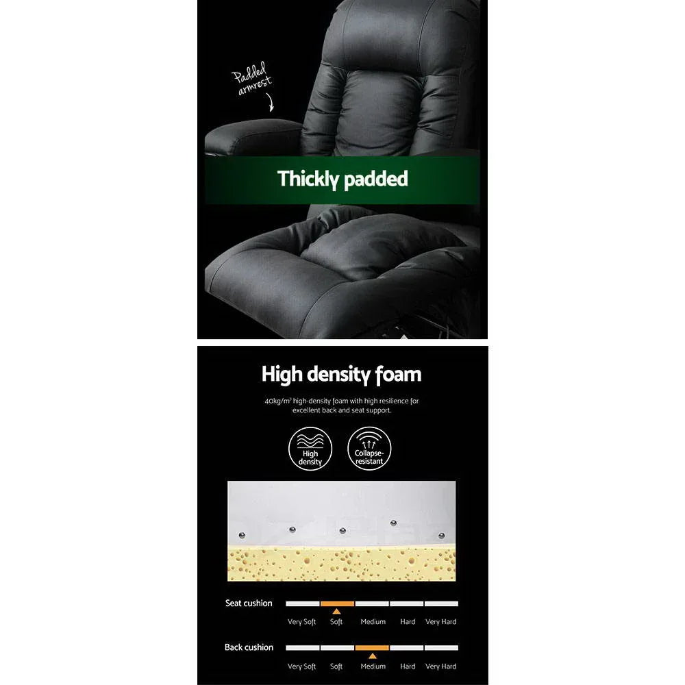 Artiss Recliner Chair Electric Heated Massage Chairs Faux Leather Cabin - Mekamart Australia