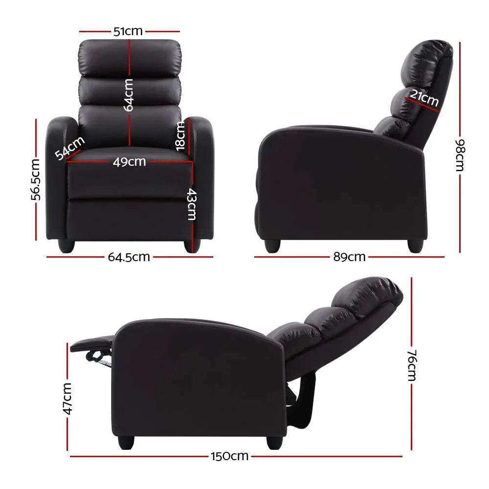 Artiss Recliner Armchair Brown Faux Leather Bolivia - Mekamart Australia