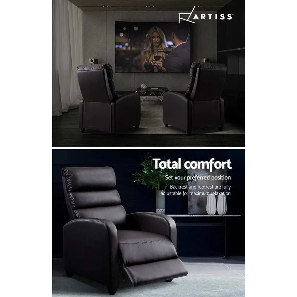 Artiss Recliner Armchair Brown Faux Leather Bolivia - Mekamart Australia