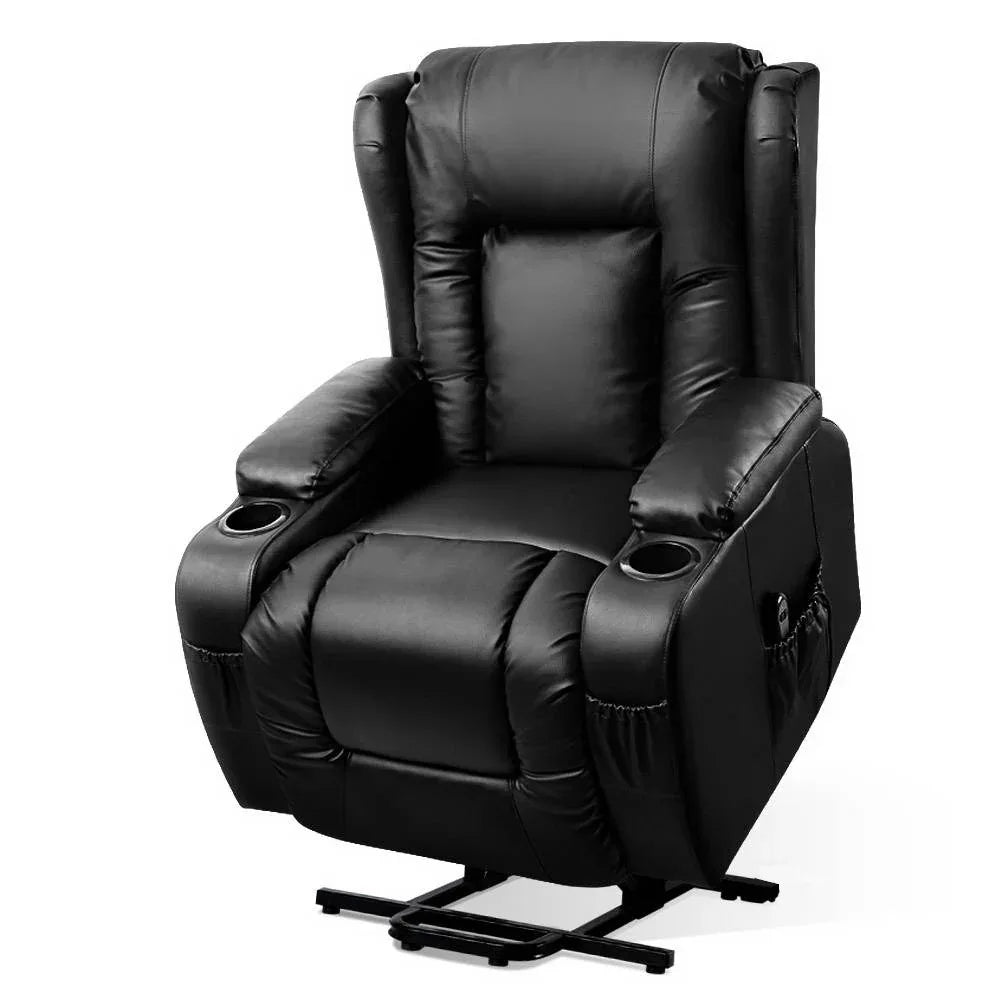Artiss Recliner Chair Lift Assist Heated Massage Chair Leather Rukwa - Mekamart Australia