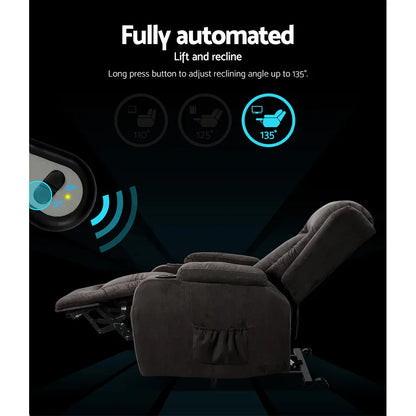 Artiss Recliner Chair Lift Assist Heated Massage Chair Velvet Rukwa - Mekamart Australia