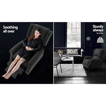 Artiss Recliner Chair Adjustable Sofa Lounge Soft Suede Armchair Couch Charcoal - Mekamart Australia
