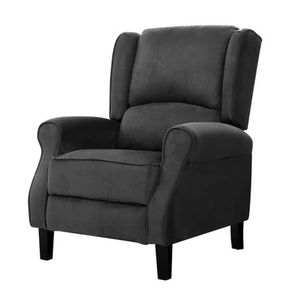 Artiss Recliner Chair Adjustable Sofa Lounge Soft Suede Armchair Couch Charcoal - Mekamart Australia