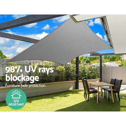 Instahut Shade Sail 3x3m Square 280GSM 98% Grey Shade Cloth - Mekamart Australia