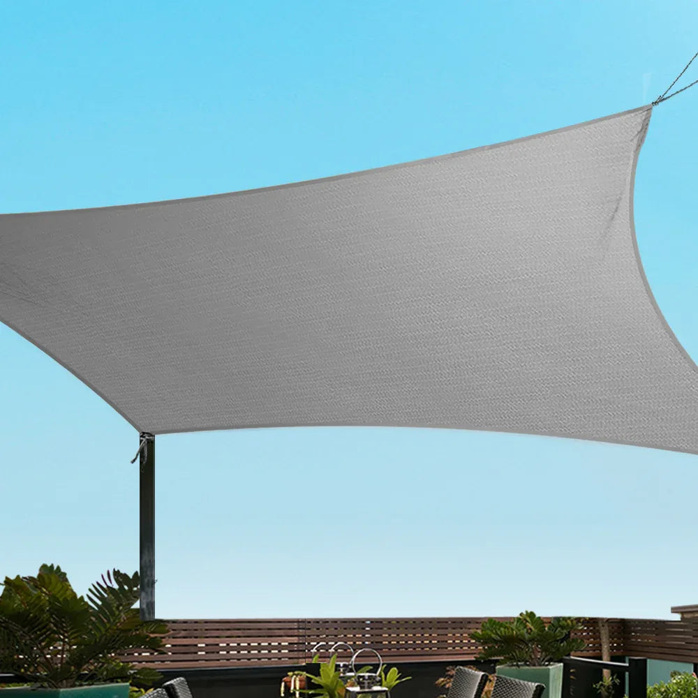 Instahut Shade Sail 3x3m Square 280GSM 98% Grey Shade Cloth - Mekamart Australia
