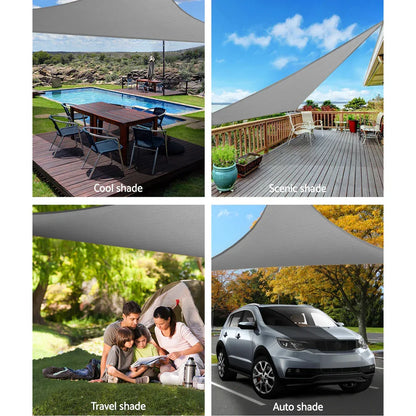 Instahut Shade Sail 3x3x4.3m Triangle 280GSM 98% Grey Shade Cloth - Mekamart Australia