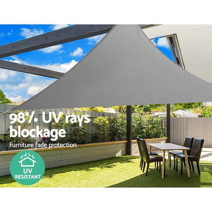 Instahut Shade Sail 3x3x4.3m Triangle 280GSM 98% Grey Shade Cloth - Mekamart Australia