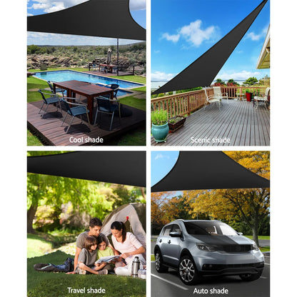 Instahut Shade Sail 5x5x5m Triangle 280GSM 98% Black Shade Cloth - Mekamart Australia