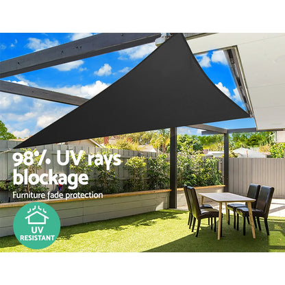 Instahut Shade Sail 5x5x5m Triangle 280GSM 98% Black Shade Cloth - Mekamart Australia