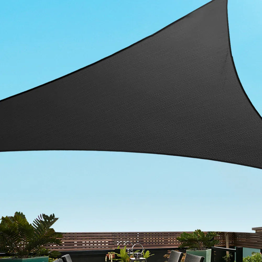 Instahut Shade Sail 5x5x5m Triangle 280GSM 98% Black Shade Cloth - Mekamart Australia