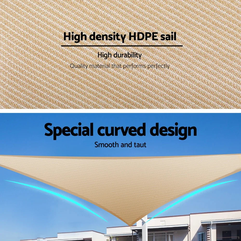 Instahut Shade Sail Cloth Shadecloth Triangle Sun Canopy 3.6x3.6x3.6M - Mekamart Australia