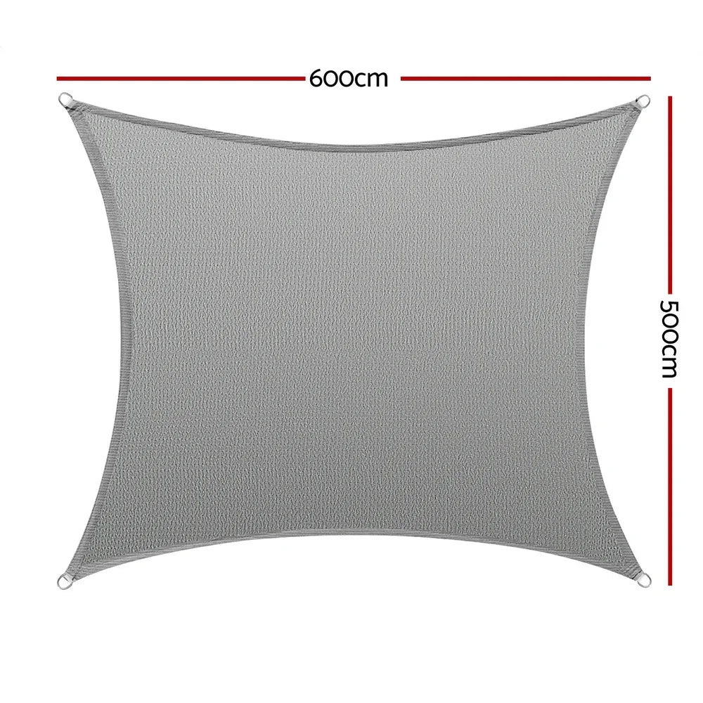 Instahut Shade Sail Cloth Shadecloth Square Sun Canopy 5x6m - Mekamart Australia