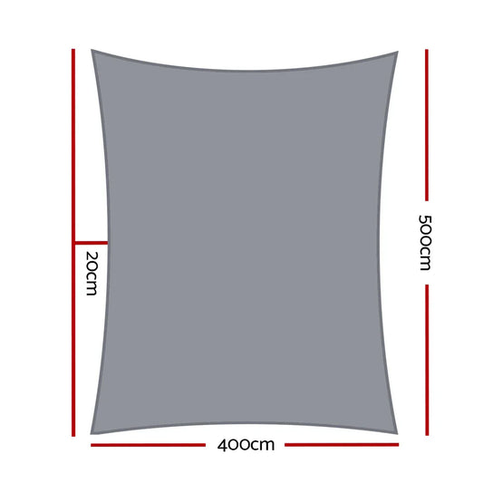 Instahut Shade Sail 4x5m Rectangle 280GSM 98% Grey Shade Cloth - Mekamart Australia