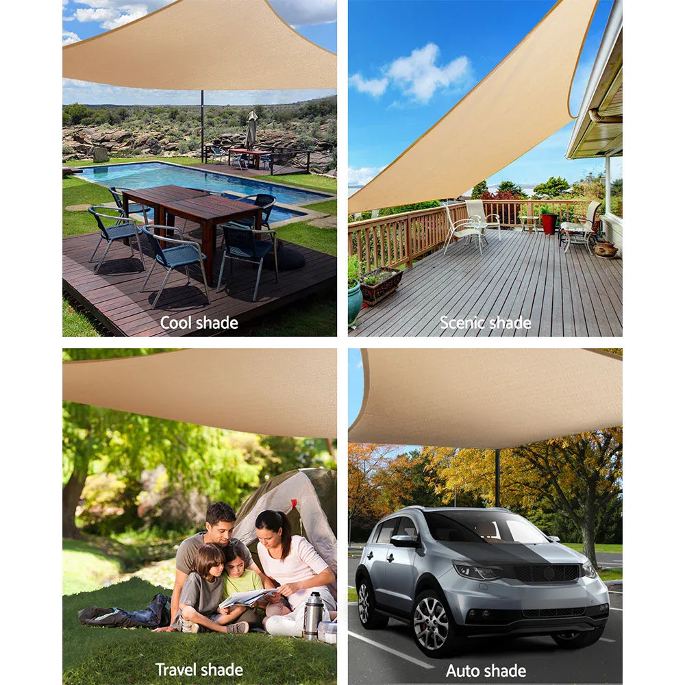 Instahut Shade Sail 5x7m Rectangle 280GSM 98% Sand Shade Cloth - Mekamart Australia