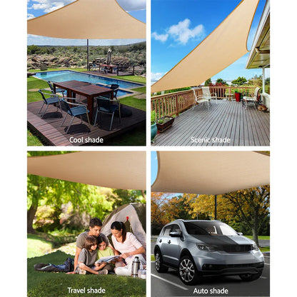 Instahut Shade Sail 5x7m Rectangle 280GSM 98% Sand Shade Cloth - Mekamart Australia