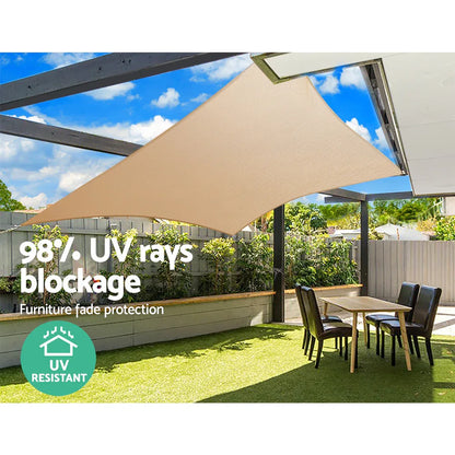 Instahut Shade Sail 5x7m Rectangle 280GSM 98% Sand Shade Cloth - Mekamart Australia