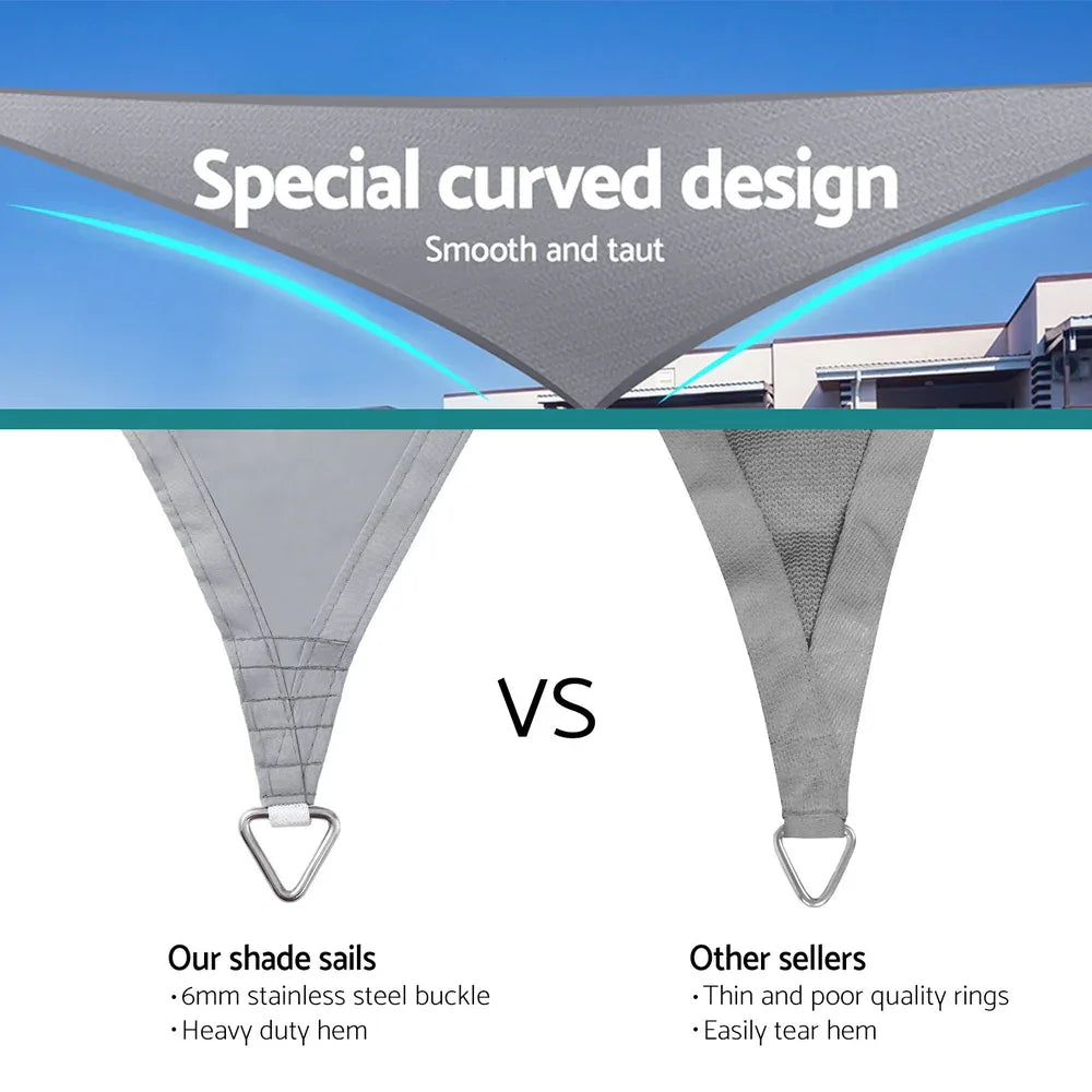 Instahut Waterproof Shade Sail Shade cloth Triangle Canopy 220GSM 4x4x4m - Mekamart Australia
