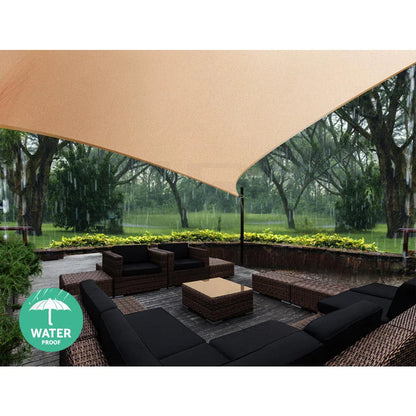Instahut Waterproof Shade Sail 5x5x5m Rectangle Sand 95% Shade Cloth - Mekamart Australia