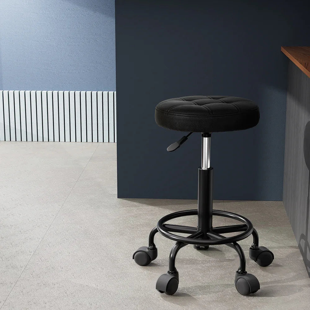 Artiss Salon Stool Round Swivel Chairs Black - Mekamart Australia