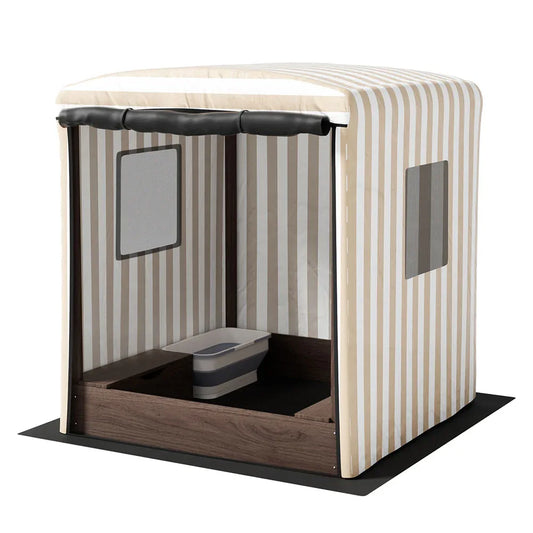 Keezi Kids Sandpit Wooden Sandbox Sand Pit with Canopy Window Water Basin 120cm - Mekamart Australia