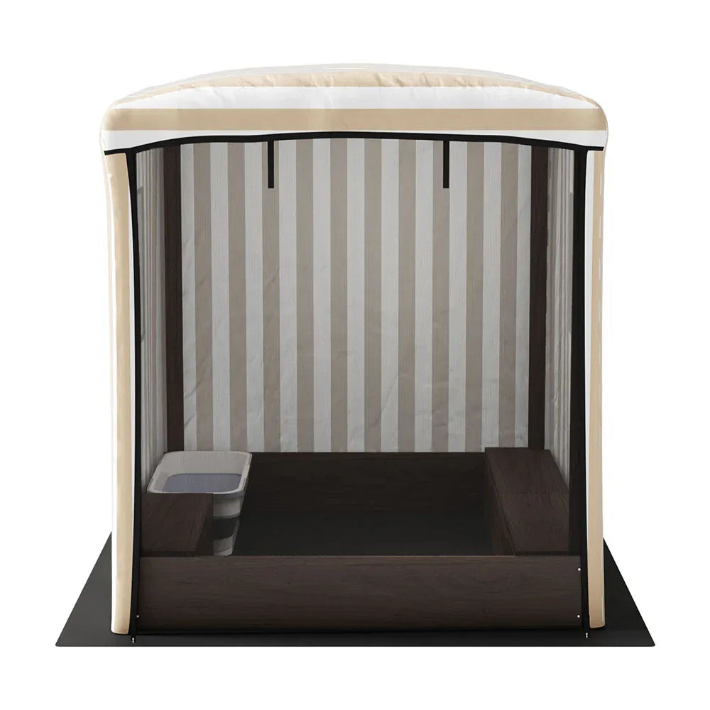 Keezi Kids Sandpit Wooden Sandbox Sand Pit with Canopy Window Water Basin 120cm - Mekamart Australia