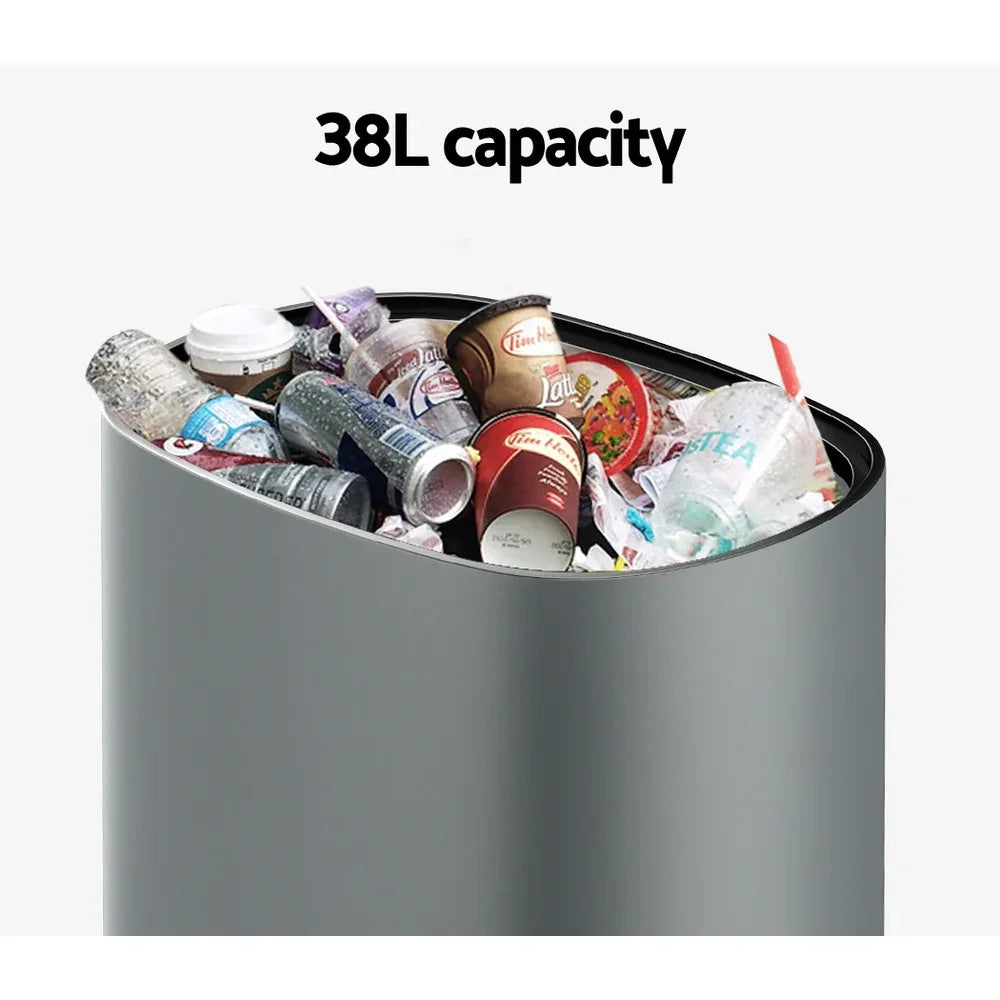 Devanti 38L Motion Sensor Bin Rubbish Automatic Grey - Mekamart Australia