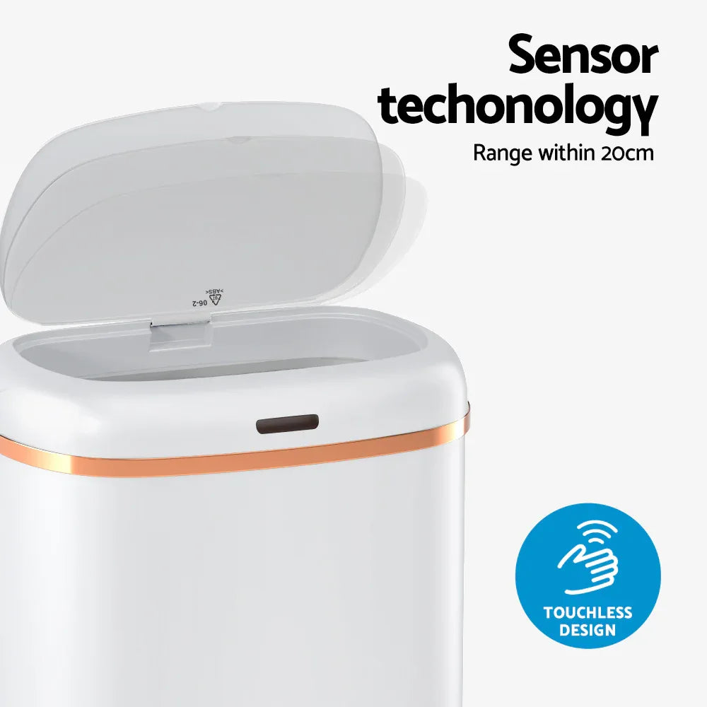 Devanti 38L Motion Sensor Bin Rubbish Automatic White - Mekamart Australia