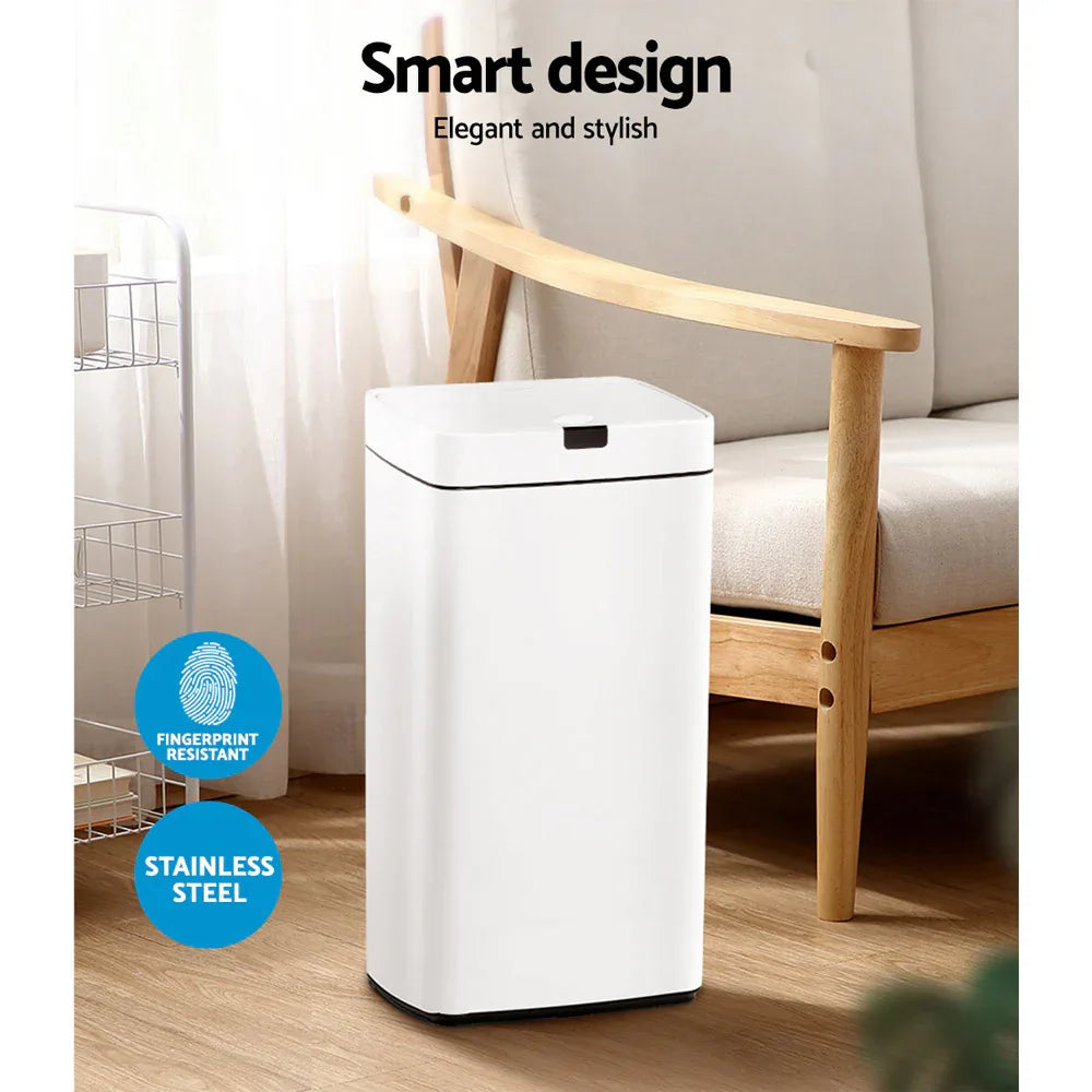 Devanti 45L Motion Sensor Bin Rubbish Automatic White - Mekamart Australia