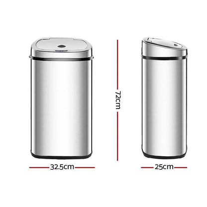 Devanti Motion Sensor Bin 50L Soft-Close Hygienic Kitchen Solution - Mekamart Australia